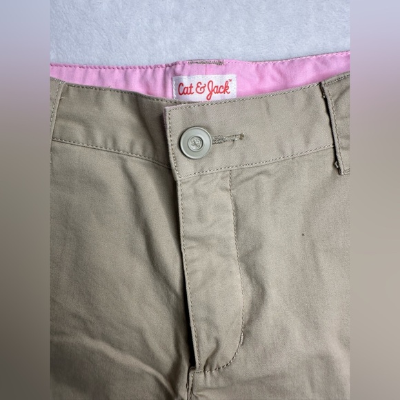 Cat & Jack Girl's Size 18 Chino Flat Front Beige Shorts Adjustable Waist Uniform - Picture 4 of 11
